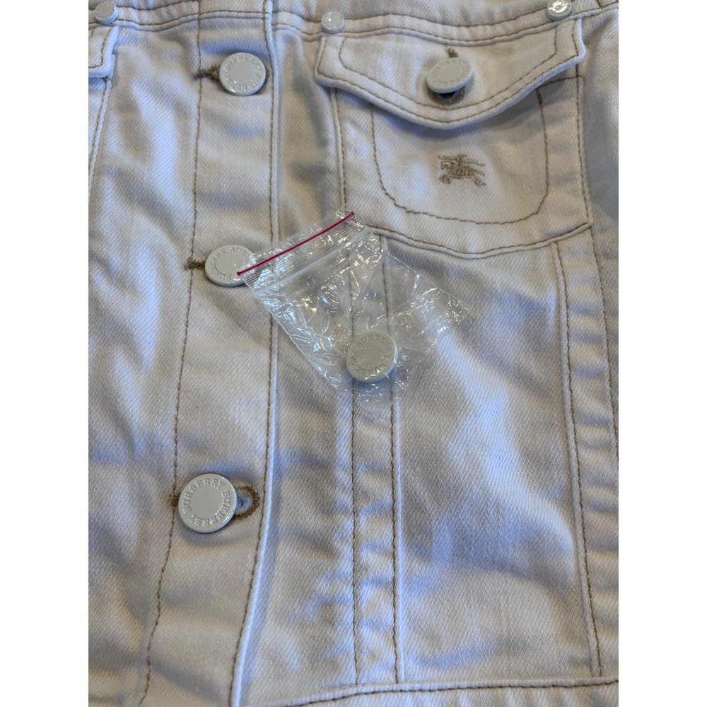 Burberry Kids White Denim Trucker Jacket 10Y 140 Classic Designer Logo Preppy - Picture 11 of 16